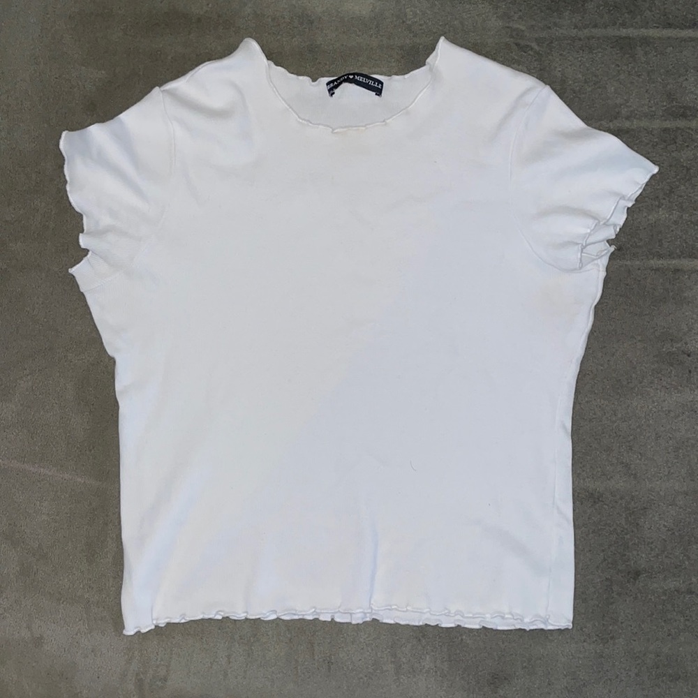 BRANDY MELVILLE white cropped tshirt, one size
